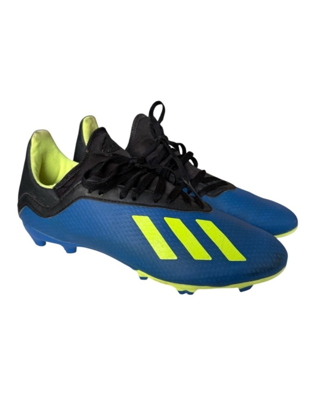 Adidas X 18.3 FG Soccer Cleats Men’s 5 Blue Black Yellow Striped Athletic Shoes